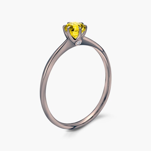 Pierścionek zaręczynowy The Journey: czarne złoto, żółty diament